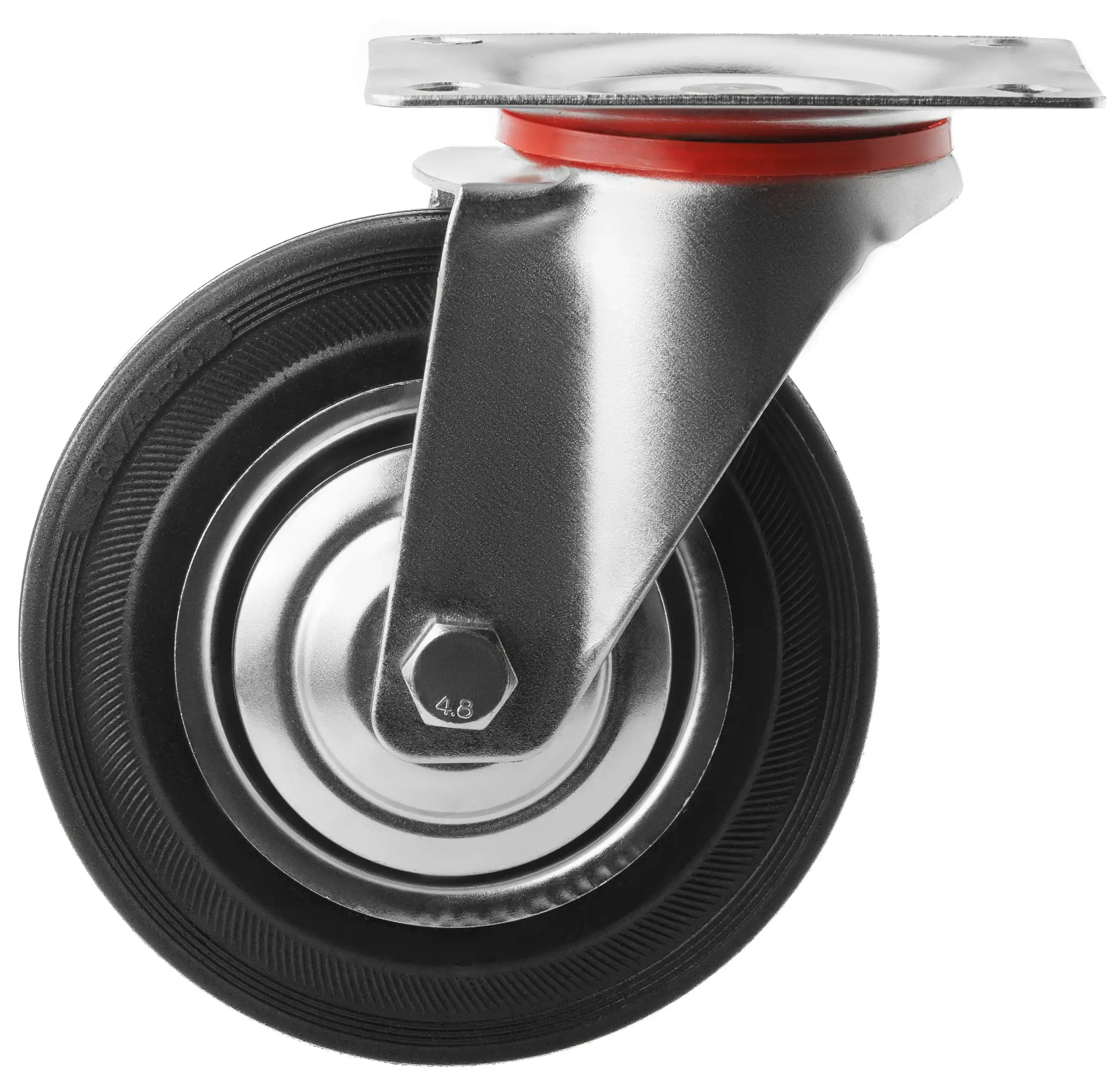 Промышленное колесо, диаметр 160мм, крепление - поворотная площадка, черная резина, роликовый подшипник - SC 63